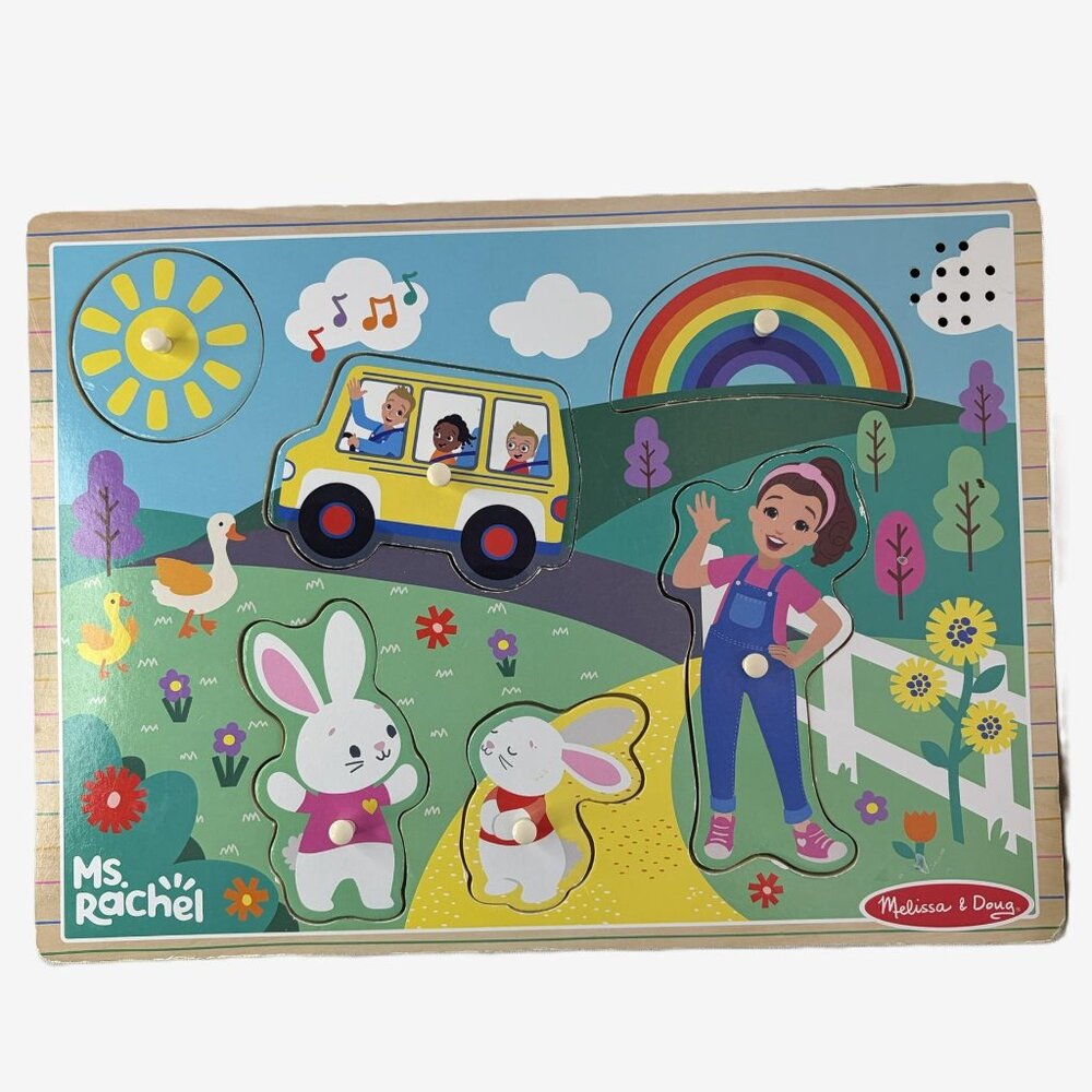 Melissa & Doug Ms. Rachel Wooden Musical Peg Puzzle Toddler Tested & Working